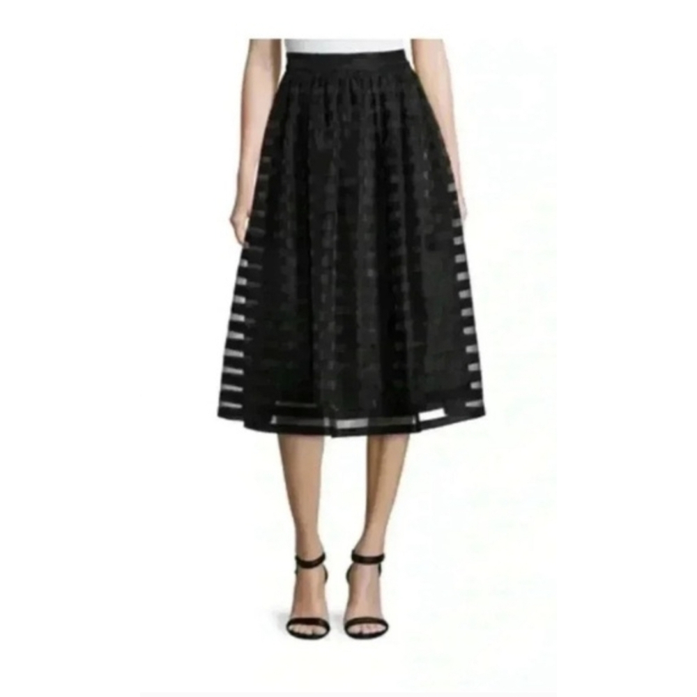 Metro Wear Black Striped Midi Skirt
